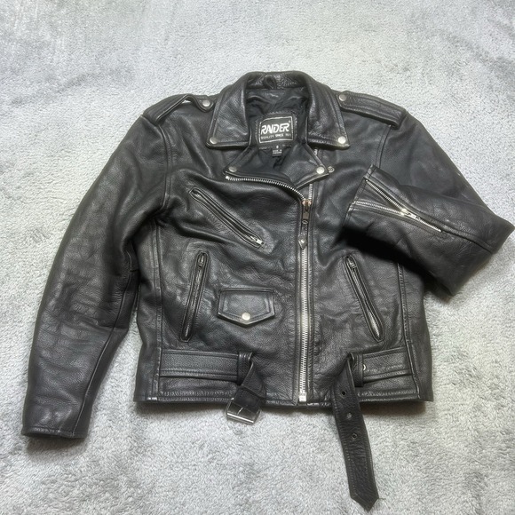 Raider Jackets & Blazers - Vintage Raider Jacket Women's 8 Black Genuine Leather Biker Distressed *SPOTS